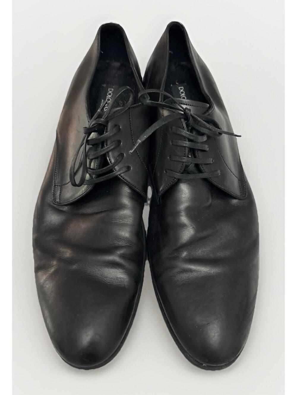 Men’s Dolce & Gabbana Black Leather Derby Formal Dress Shoes Size 10.5